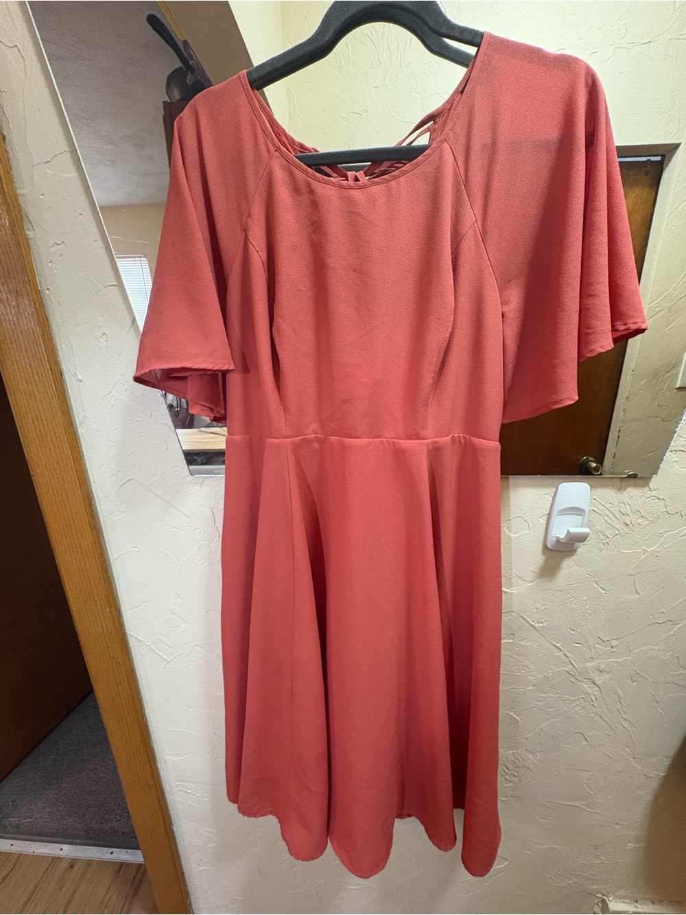 torrid Coral-Red Midi Dress with Flutter Sleeves